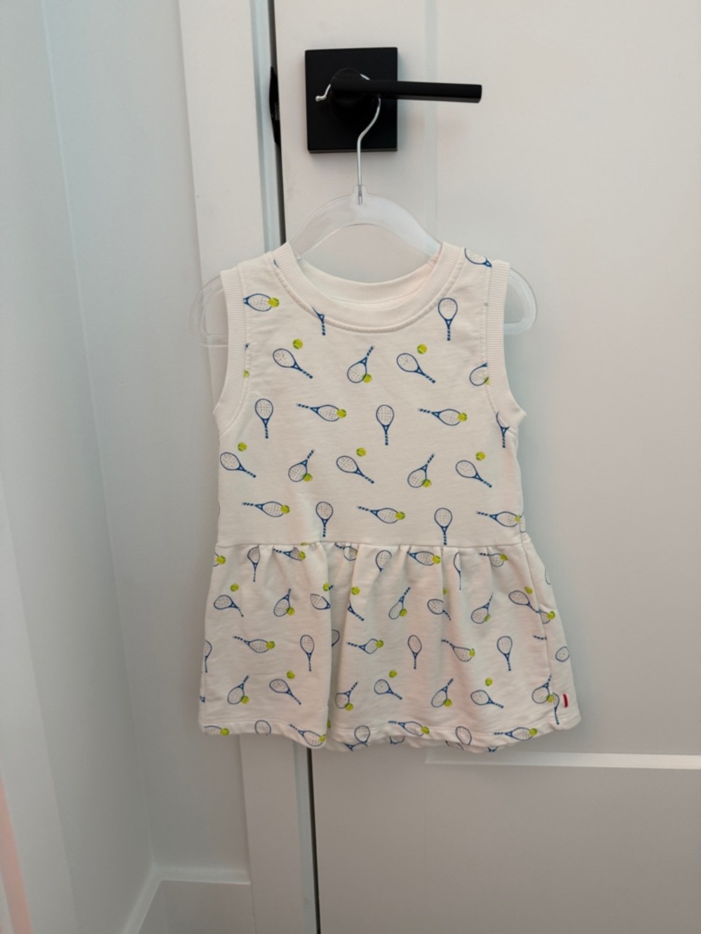 Sleeveless White Tennis Print Casual Dress for Kids